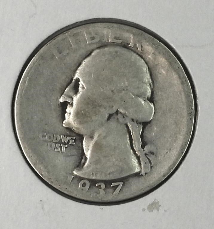 1937 USA 90% Silver Washington Quarter