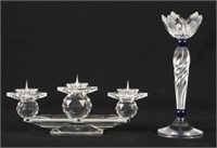 2 Swarovski Crystal Candleholders Triple & Single