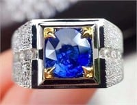 2ct Royal Blue Sapphire Ring 18K Gold