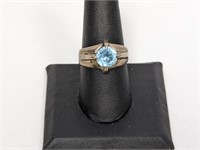 .925 Sterling Blue Stone Ring Sz 9