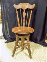 Antique? Round Seat Chair-claw feet w/glass ball