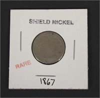 1867 Shield Nickel - No Rays