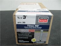 BOX OF 30 3/8"X3" TITEN HD SCREW ANCHORS