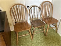 3 oak kitchen chairs