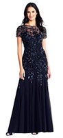 Size 8 Adrianna Papell Womens Floral Beaded Gown