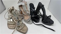 Women’s Dress Shoes Gold & Black (10) Silver (11)