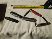 4 Vintage Knives, Pocket & Utility, Old Tiner &