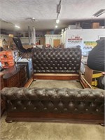 King leather sleigh bed (estate) no bedding