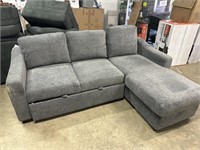 Gray pull out sleeper sofa with storage