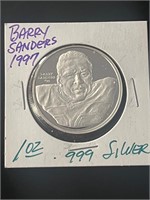 Barry Sanders 1997 1 Oz Silver Coin