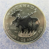 2012  CANADA MOOSE 1 OZ .9999 PURE SILVER