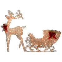 Reindeer and Santa's Sleigh with LED Lights