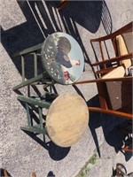 (2)Stools. 1 with chicken painted on.