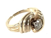 14K YG Diamond Ring 4.7g TW Sz 6