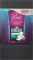 3 Boxes of Poise Ultra Thin Pads with Wings, 44