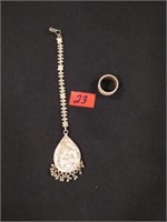 Sterling silver pendant Bracelet & ring 18 grams
