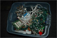 tote of christmas decorations