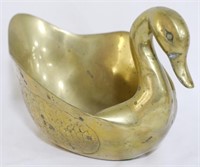 Brass swan bowl, 6 x 9 x 5.5