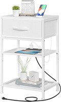 SEALED-White Nightstand with Charging Station