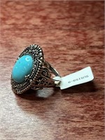 Turquoise Stone Sterling .925 Silver Oval Ring