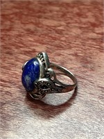 Lapis Blue Stone Sterling Silver .925 Ring Size 9