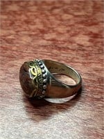 Brass Jasper Stone Sterling Silver .925 Ring Size