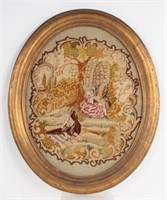 Framed 19th C. Oval Petit Point