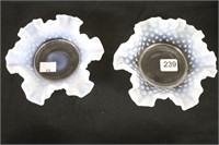 2 FLUTED HOBNAIL DISHES