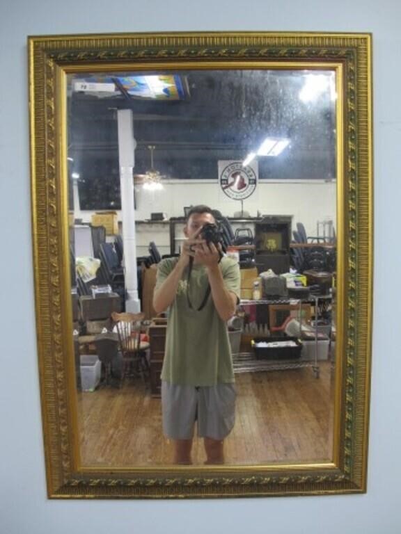 NICE MODERN GOLD FRAMED MIRROR BEVELED GLASS 42X30