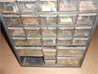 Small parts bin and contents
