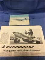 Piedmont Airlines/Aviation- Post Card & 1976 Piedm