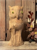 Rough And Rustic Carved Wood Owl