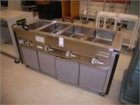 4 well stainless steel steam table , heated base