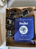 Fishing reels and book