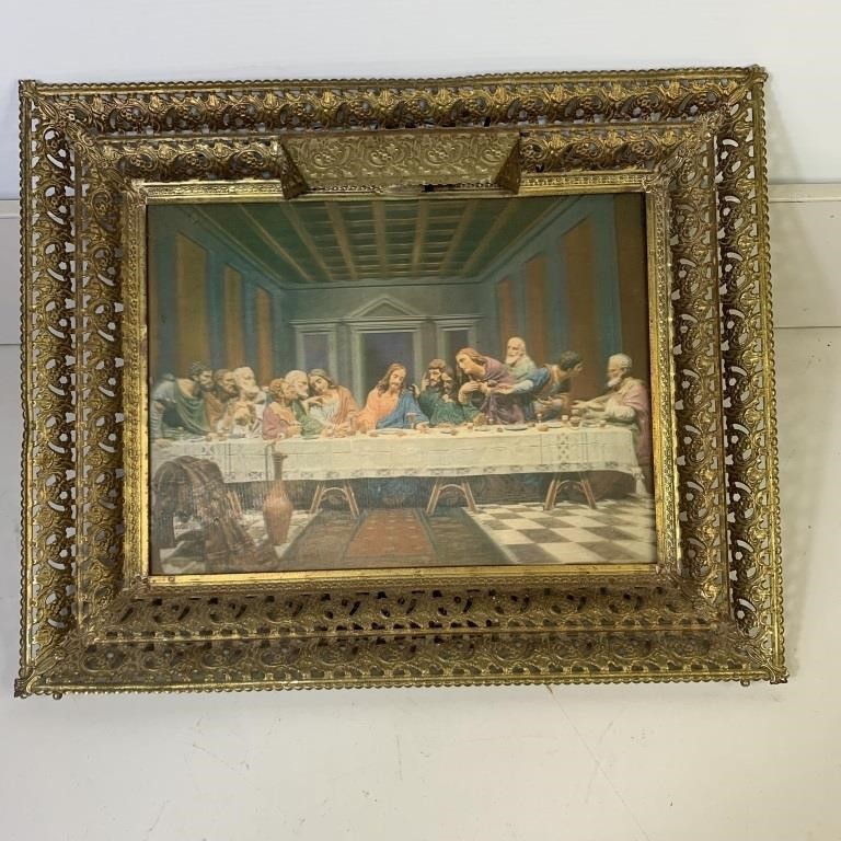 Metal Framed Light Up "The Last Supper" Art