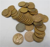 (38) Assorted Wheat Cents.