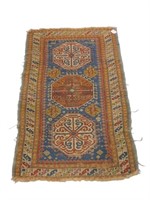 Oriental rug, antique Caucasian, three hexagonal