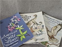 3 New Adult Coloring Books, Dinosaur, Birds of