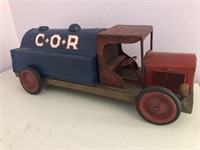 Tin & wood COR petrol tanker approx 42 cm