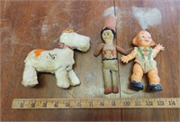 (3) Antique Toys- Wind Up Scotty Dog, Plastic
