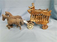 Gorgeous Cast Iron Circus Horse And Trailer