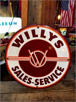 1FT Round Porcelain Willys Service Sign