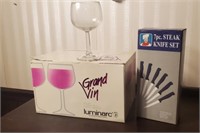 Wine Glasses & Knife Set