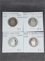 Lot of 4 High Grade State Quarters: Wyoming,