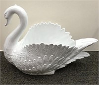 Large White Ceramic Swan Center Bowl