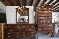 Chippendale Replica Style High Boy and Dresser