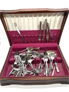 Silverplate and Stainless Flatware in Wood