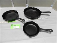 3 Kirby-Allen cast iron frying pans
