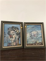 2cnt Garth Bute Clown Paintings Approx 16x19