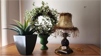 Artificial Plants & Small Lamp